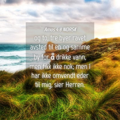 Picture 04 - Amos 4:8 NORSK - og to, tre byer ravet avsted til en og samme by - Bible Verse Picture