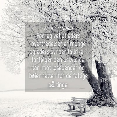 Picture 04 - Amos 5:12 NORSK - For jeg vet at eders overtredelser er mange og - Bible Verse Picture