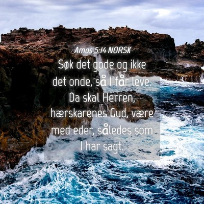 Picture 04 - Amos 5:14 NORSK - Søk det gode og ikke det onde, så I får leve. - Bible Verse Picture