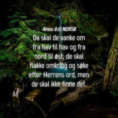 Picture 04 - Amos 8:12 NORSK - Da skal de vanke om fra hav til hav og fra nord - Bible Verse Picture