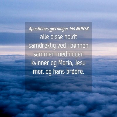 Picture 04 - Apostlenes gjerninger 1:14 NORSK - alle disse holdt samdrektig ved i bønnen sammen - Bible Verse Picture