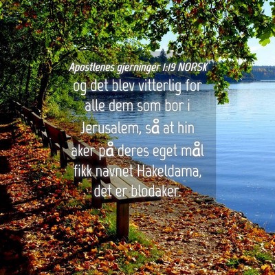 Picture 04 - Apostlenes gjerninger 1:19 NORSK - og det blev vitterlig for alle dem som bor i - Bible Verse Picture