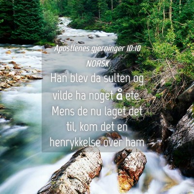 Picture 04 - Apostlenes gjerninger 10:10 NORSK - Han blev da sulten og vilde ha noget å ete. Mens - Bible Verse Picture