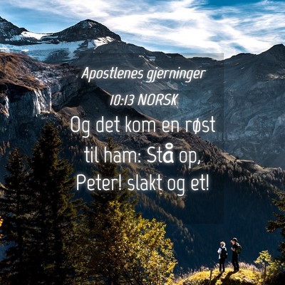 Picture 04 - Apostlenes gjerninger 10:13 NORSK - Og det kom en røst til ham: Stå op, Peter! - Bible Verse Picture