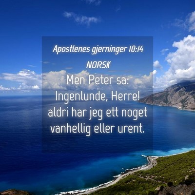 Picture 04 - Apostlenes gjerninger 10:14 NORSK - Men Peter sa: Ingenlunde, Herre! aldri har jeg - Bible Verse Picture
