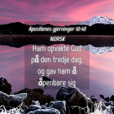 Picture 04 - Apostlenes gjerninger 10:40 NORSK - Ham opvakte Gud på den tredje dag, og gav ham å - Bible Verse Picture
