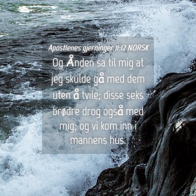 Picture 04 - Apostlenes gjerninger 11:12 NORSK - Og Ånden sa til mig at jeg skulde gå med dem - Bible Verse Picture