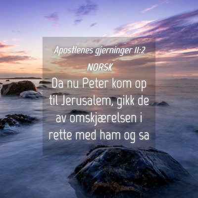 Picture 04 - Apostlenes gjerninger 11:2 NORSK - Da nu Peter kom op til Jerusalem, gikk de av - Bible Verse Picture