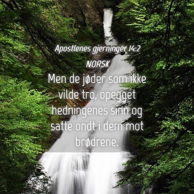 Picture 04 - Apostlenes gjerninger 14:2 NORSK - Men de jøder som ikke vilde tro, opegget - Bible Verse Picture