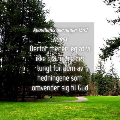 Picture 04 - Apostlenes gjerninger 15:19 NORSK - Derfor mener jeg at vi ikke skal gjøre det tungt - Bible Verse Picture