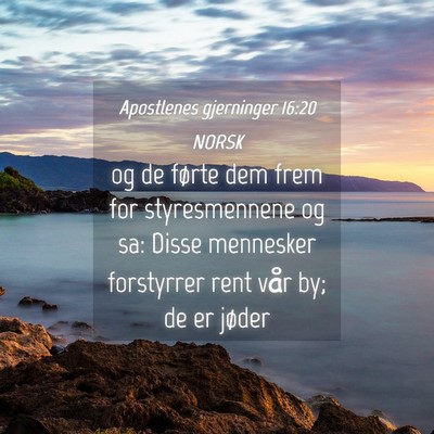 Picture 04 - Apostlenes gjerninger 16:20 NORSK - og de førte dem frem for styresmennene og sa: - Bible Verse Picture