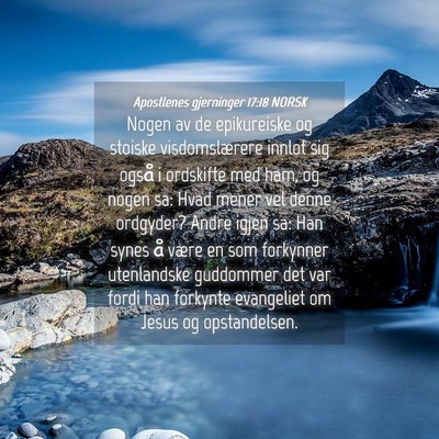 Picture 04 - Apostlenes gjerninger 17:18 NORSK - Nogen av de epikureiske og stoiske visdomslærere - Bible Verse Picture