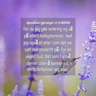 Picture 04 - Apostlenes gjerninger 17:23 NORSK - For da jeg gikk omkring og så på eders - Bible Verse Picture