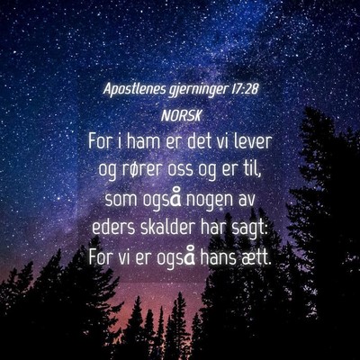 Picture 04 - Apostlenes gjerninger 17:28 NORSK - For i ham er det vi lever og rører oss og er - Bible Verse Picture
