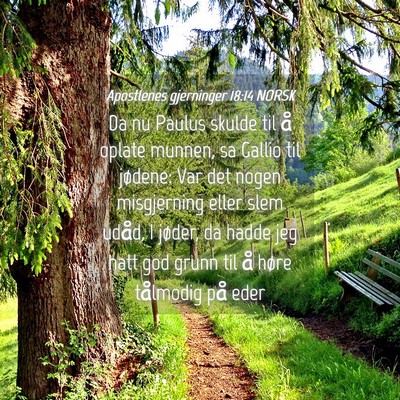 Picture 04 - Apostlenes gjerninger 18:14 NORSK - Da nu Paulus skulde til å oplate munnen, sa - Bible Verse Picture
