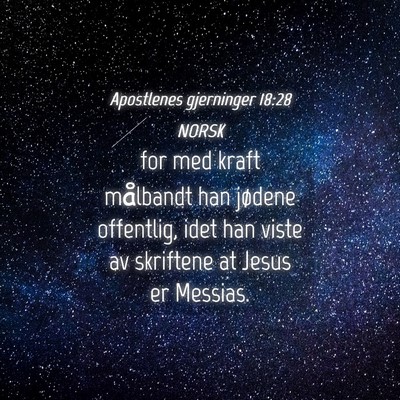 Picture 04 - Apostlenes gjerninger 18:28 NORSK - for med kraft målbandt han jødene offentlig, - Bible Verse Picture
