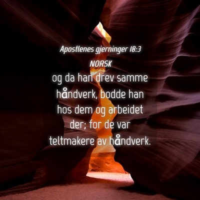 Picture 04 - Apostlenes gjerninger 18:3 NORSK - og da han drev samme håndverk, bodde han hos dem - Bible Verse Picture