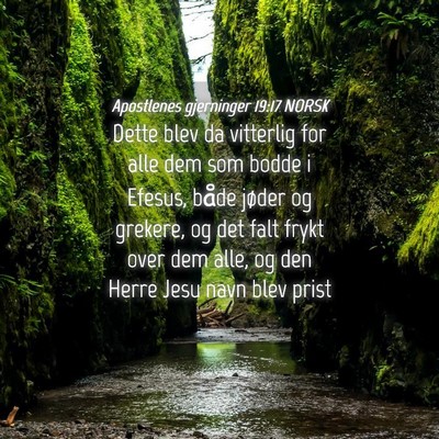 Picture 04 - Apostlenes gjerninger 19:17 NORSK - Dette blev da vitterlig for alle dem som bodde i - Bible Verse Picture