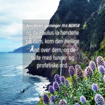 Picture 04 - Apostlenes gjerninger 19:6 NORSK - og da Paulus la hendene på dem, kom den Hellige - Bible Verse Picture