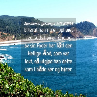Picture 04 - Apostlenes gjerninger 2:33 NORSK - Efterat han nu er ophøiet ved Guds høire hånd - Bible Verse Picture