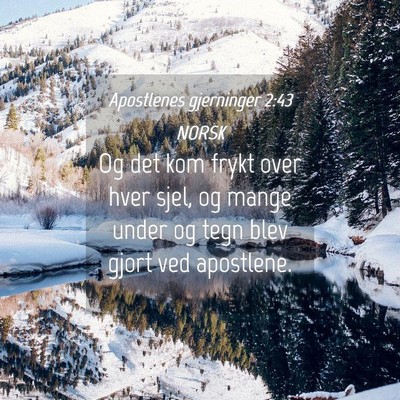 Picture 04 - Apostlenes gjerninger 2:43 NORSK - Og det kom frykt over hver sjel, og mange under - Bible Verse Picture