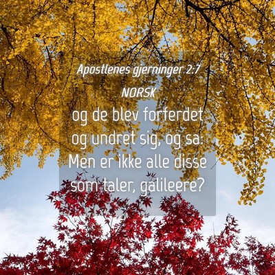 Picture 04 - Apostlenes gjerninger 2:7 NORSK - og de blev forferdet og undret sig, og sa: Men er - Bible Verse Picture