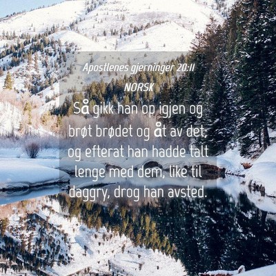 Picture 04 - Apostlenes gjerninger 20:11 NORSK - Så gikk han op igjen og brøt brødet og åt av - Bible Verse Picture