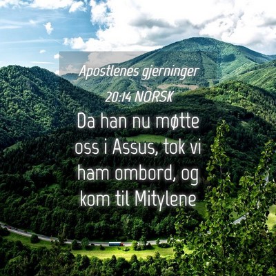Picture 04 - Apostlenes gjerninger 20:14 NORSK - Da han nu møtte oss i Assus, tok vi ham ombord, - Bible Verse Picture