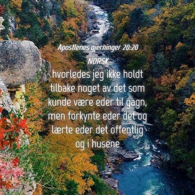 Picture 04 - Apostlenes gjerninger 20:20 NORSK - hvorledes jeg ikke holdt tilbake noget av det som - Bible Verse Picture