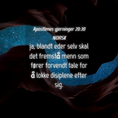 Picture 04 - Apostlenes gjerninger 20:30 NORSK - ja, blandt eder selv skal det fremstå menn som - Bible Verse Picture