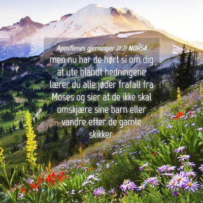 Picture 04 - Apostlenes gjerninger 21:21 NORSK - men nu har de hørt si om dig at ute blandt - Bible Verse Picture