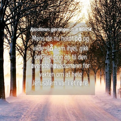 Picture 04 - Apostlenes gjerninger 21:31 NORSK - Mens de nu holdt på og vilde slå ham ihjel, - Bible Verse Picture
