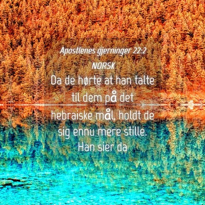 Picture 04 - Apostlenes gjerninger 22:2 NORSK - Da de hørte at han talte til dem på det - Bible Verse Picture