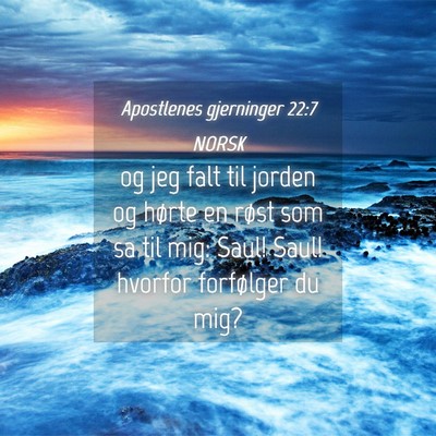Picture 04 - Apostlenes gjerninger 22:7 NORSK - og jeg falt til jorden og hørte en røst som sa - Bible Verse Picture