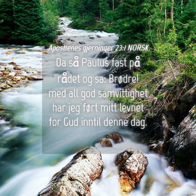 Picture 04 - Apostlenes gjerninger 23:1 NORSK - Da så Paulus fast på rådet og sa: Brødre! med - Bible Verse Picture