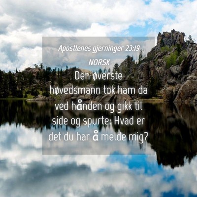 Picture 04 - Apostlenes gjerninger 23:19 NORSK - Den øverste høvedsmann tok ham da ved hånden - Bible Verse Picture