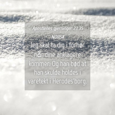 Picture 04 - Apostlenes gjerninger 23:35 NORSK - Jeg skal ta dig i forhør når dine anklagere - Bible Verse Picture