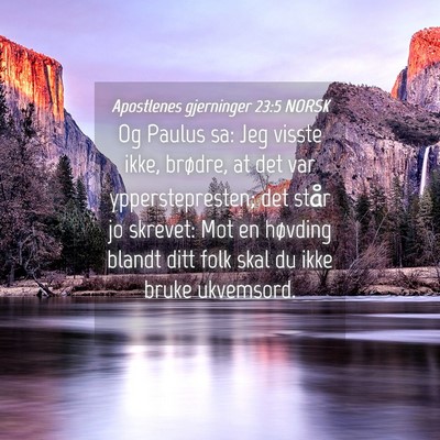 Picture 04 - Apostlenes gjerninger 23:5 NORSK - Og Paulus sa: Jeg visste ikke, brødre, at det - Bible Verse Picture