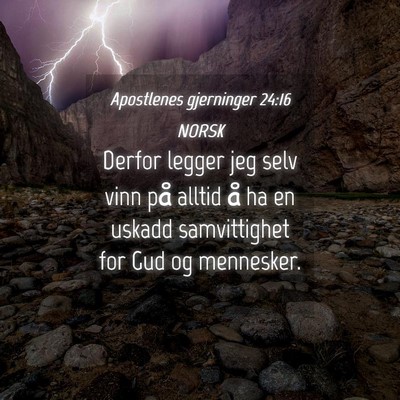 Picture 04 - Apostlenes gjerninger 24:16 NORSK - Derfor legger jeg selv vinn på alltid å ha en - Bible Verse Picture