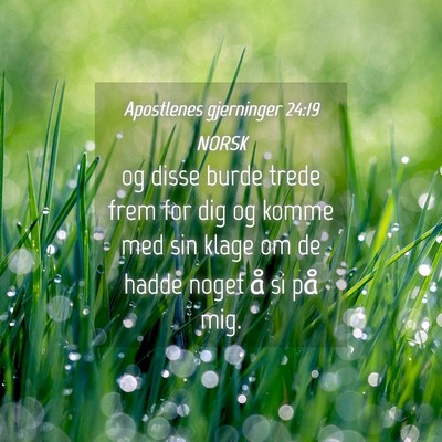 Picture 04 - Apostlenes gjerninger 24:19 NORSK - og disse burde trede frem for dig og komme med - Bible Verse Picture