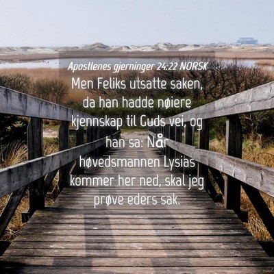 Picture 04 - Apostlenes gjerninger 24:22 NORSK - Men Feliks utsatte saken, da han hadde nøiere - Bible Verse Picture