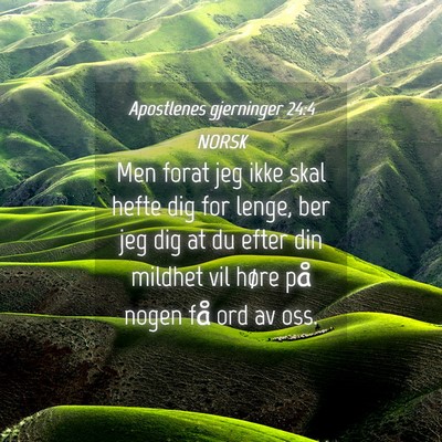Picture 04 - Apostlenes gjerninger 24:4 NORSK - Men forat jeg ikke skal hefte dig for lenge, ber - Bible Verse Picture