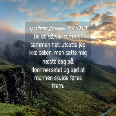 Picture 04 - Apostlenes gjerninger 25:17 NORSK - Da de så var kommet sammen her, utsatte jeg ikke - Bible Verse Picture
