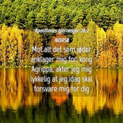 Picture 04 - Apostlenes gjerninger 26:2 NORSK - Mot alt det som jøder anklager mig for, kong - Bible Verse Picture