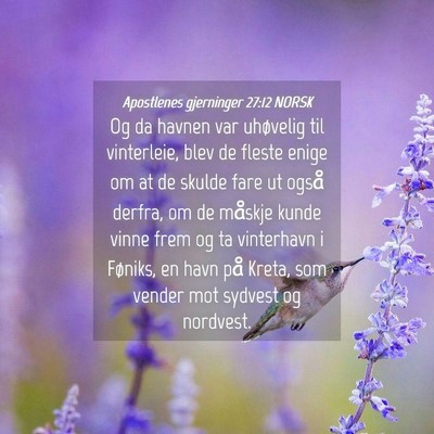 Picture 04 - Apostlenes gjerninger 27:12 NORSK - Og da havnen var uhøvelig til vinterleie, blev - Bible Verse Picture
