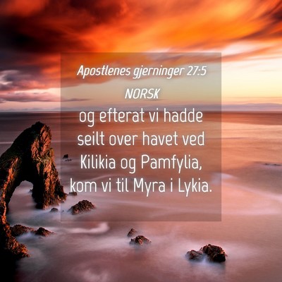 Picture 04 - Apostlenes gjerninger 27:5 NORSK - og efterat vi hadde seilt over havet ved Kilikia - Bible Verse Picture