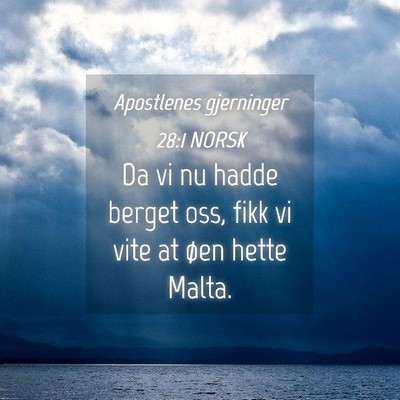 Picture 04 - Apostlenes gjerninger 28:1 NORSK - Da vi nu hadde berget oss, fikk vi vite at øen - Bible Verse Picture