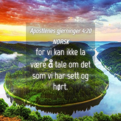Picture 04 - Apostlenes gjerninger 4:20 NORSK - for vi kan ikke la være å tale om det som vi - Bible Verse Picture