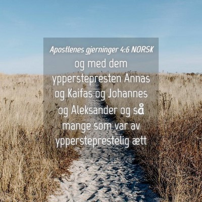 Picture 04 - Apostlenes gjerninger 4:6 NORSK - og med dem ypperstepresten Annas og Kaifas og - Bible Verse Picture