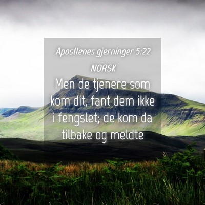 Picture 04 - Apostlenes gjerninger 5:22 NORSK - Men de tjenere som kom dit, fant dem ikke i - Bible Verse Picture